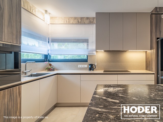 KÜCHENARBEITSPLATTE  Granite Satinato 464 and Waschtischplaten quartz conglomerate 8000, 2001, 505 and marmor 129 - zdjęcie numer 5