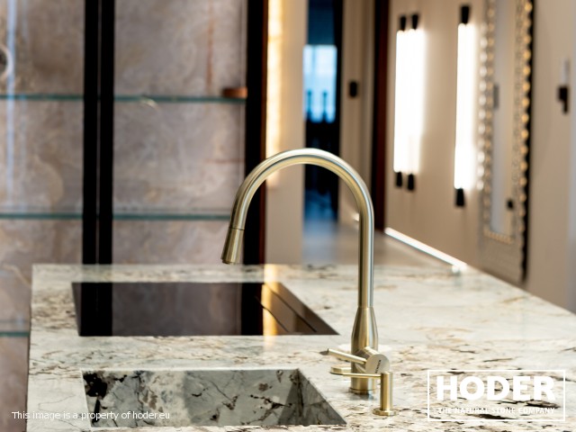 KÜCHENARBEITSPLATTE aus Granite 712, Waschtischplaten aus Granite 37 and natürlichem Quarzit 442 und Innenräume onyks 128 - zdjęcie numer 6